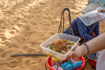 Vietnamese Snack at the Red Sand Dunes in Mui Ne, Vietnam