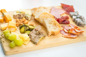 smorgasbord of bar food and small bite and nibblies for wine tasting