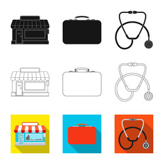 Vector illustration of pharmacy and hospital logo. Collection of pharmacy and business stock symbol for web.