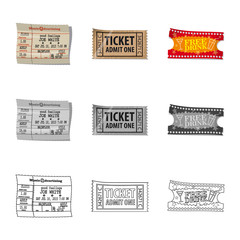 Obraz premium Vector illustration of ticket and admission logo. Collection of ticket and event stock vector illustration.