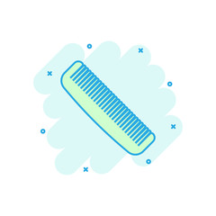 Hair brush icon in comic style. Comb accessory vector cartoon illustration pictogram. Hairbrush business concept splash effect.