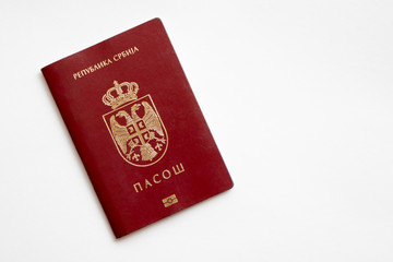 Serbian passport on white background