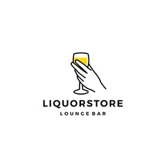liquor store shop cafe beer wine logo vector icon illustration