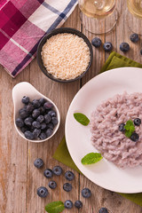 Blueberry risotto with mascarpone.