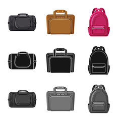 Vector design of suitcase and baggage symbol. Set of suitcase and journey vector icon for stock.