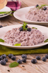 Blueberry risotto with mascarpone.