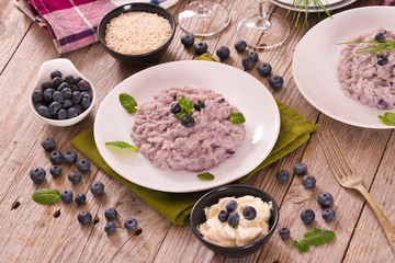 Blueberry risotto with mascarpone.