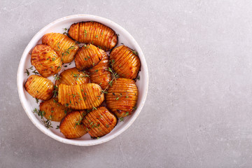 Hasselback potatoes with thyme