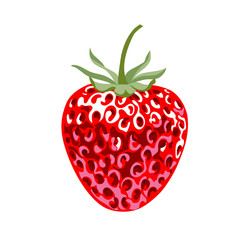 Fresh red berry strawberry, ripe dessert juicy berry on white background, realistic icon, vector illustration