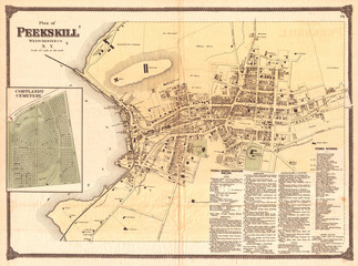 Map of Peekskill, Westchester, New York, 1867 Beers