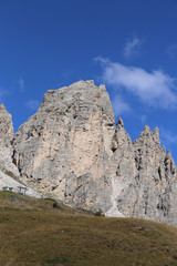 Fototapeta na wymiar alpine landscape at Dolomites viewed from Gardena Pass, Italy