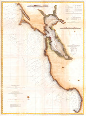 1866, U.S. Coast Survey Chart or Map of San Francisco Bay