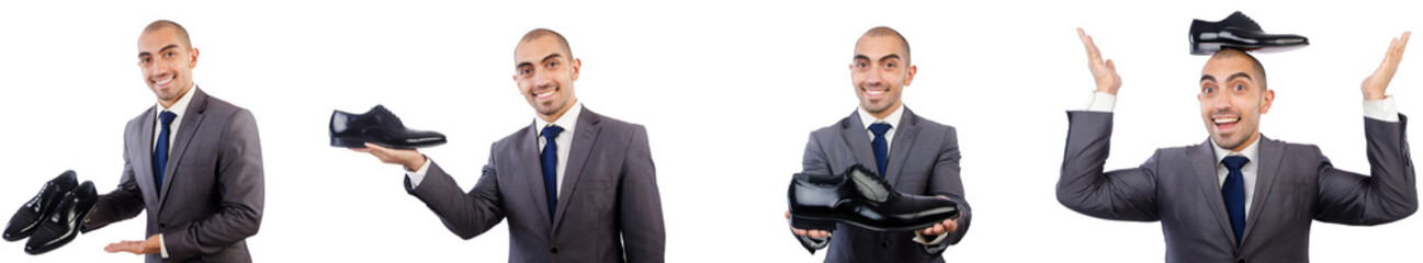 Man with shoes isolated on white 