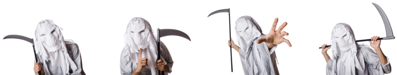 Monster with scythe in halloween concept 