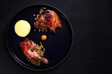 roasted chicken and boiled mung beans, delicious indian cuisine, restaurant menu