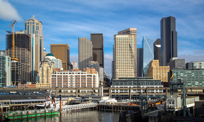 Seattle skyline from Bainbridge island ferry