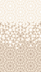 Arabesque seamless vector pattern. Geometric halftone texture with color tile disintegration or breaking