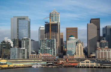 Fototapeta na wymiar Seattle skyline from Bainbridge island ferry