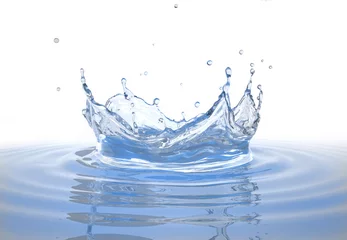  Water crown splash in a water pool on white. © matis75