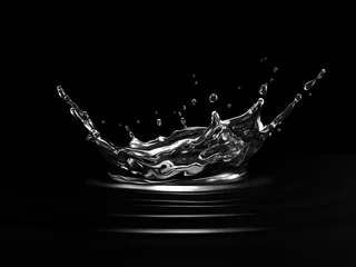 Foto auf Acrylglas Wasser Wasserkrone spritzen. Auf schwarzem Hintergrund. Seitenansicht.