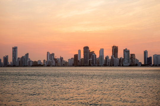 Cartagena, Colombia, Night city. Colombia's most charming city is beautiful at sunset.