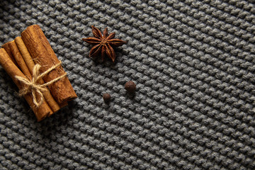 spices on knitted fabric