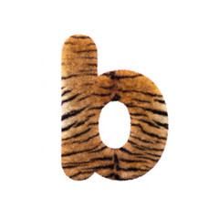 Tiger letter B - Lower-case 3d Feline fur font - Suitable for Safari, Wildlife or big felines related subjects
