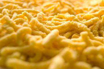 Passatelli pasta. Traditional delicious food of Modena, Emilia Romagna, Italy.