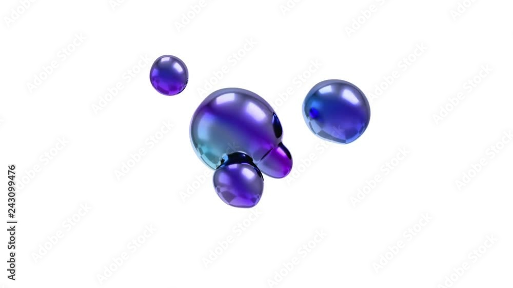 Poster abstract 3d animation of flying blobs. modern background design, 4k seamless looped video with alpha