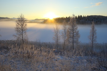 Höga Kusten Nordingra Schweden Winterzeit