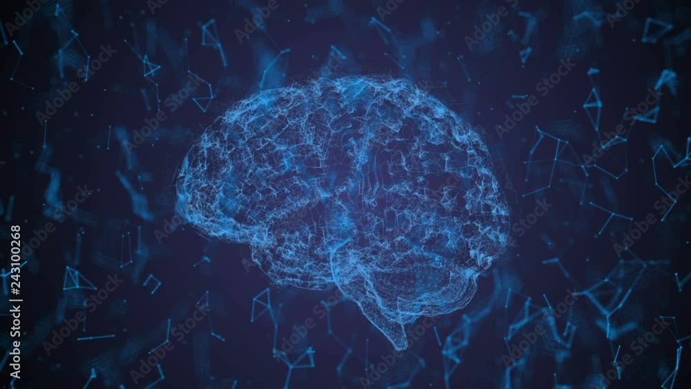 Poster brain animation, data mining, in-depth study of modern computer technology. the human brain model co