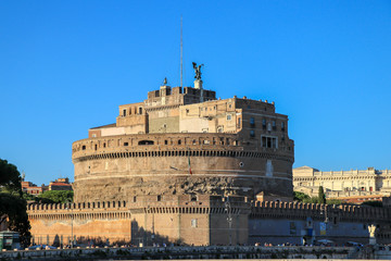 Rome, Italy - July 1, 2017: View of famous Castel Sant' Angelo, Rome, Italy