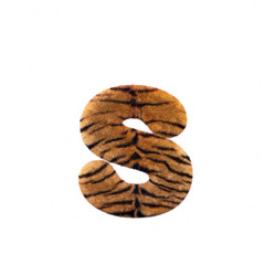 Tiger letter S - Lowercase 3d Feline fur font - Suitable for Safari, Wildlife or big felines related subjects