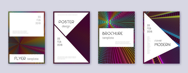 Stylish brochure design template set. Rainbow abst