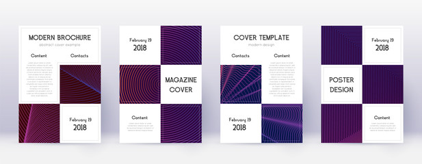 Business brochure design template set. Violet abst