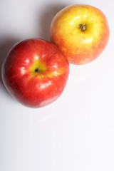 Apples on a white background. View from above.