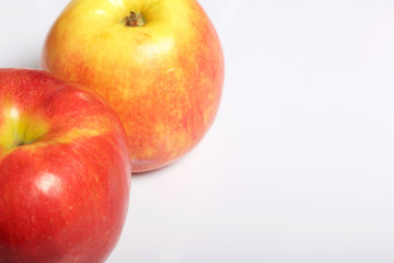 Apples on a white background. View from above.