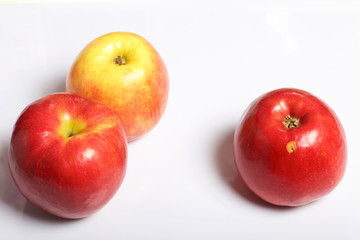 Apples on a white background. View from above.