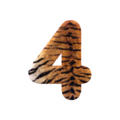 Tiger number 4 -  3d Feline fur digit - Suitable for Safari, Wildlife or big felines related subjects