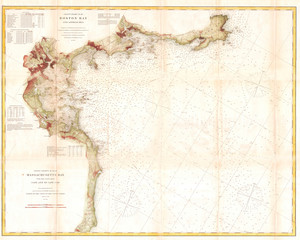 U.S. Coast Survey Map of Boston Bay, Massachusetts, 1866