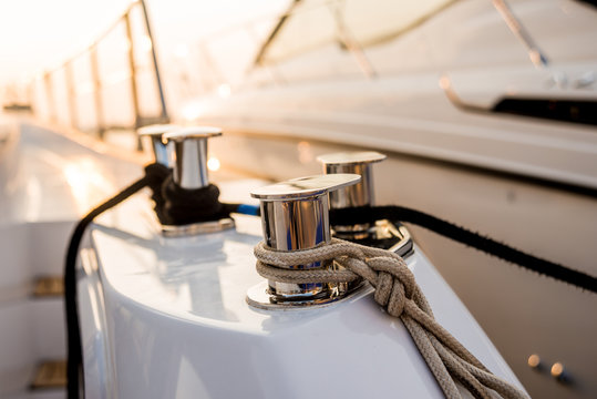 Shining Metallic Yacht Deck Details.