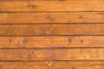 Horizontal pine wood wall close up shot, image for background.