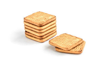 Shortbread cookies isolated on white background.