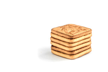 Shortbread cookies isolated on white background.