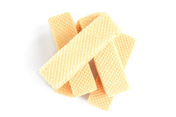 Vanilla wafer biscuit isolated on white background.