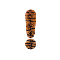 Tiger exclamation point - 3d Feline fur symbol - Suitable for Safari, Wildlife or big felines related subjects