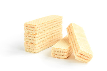 Vanilla wafer biscuit isolated on white background.