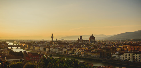 Fototapeta na wymiar View of Florence City Skyline after sunset at night from Piazzale Michelangelo, Florence, Italy