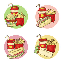 Fastfood menu vector set