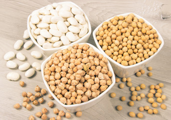 Vegetable protein, legume seeds. Conception of healthy eating.